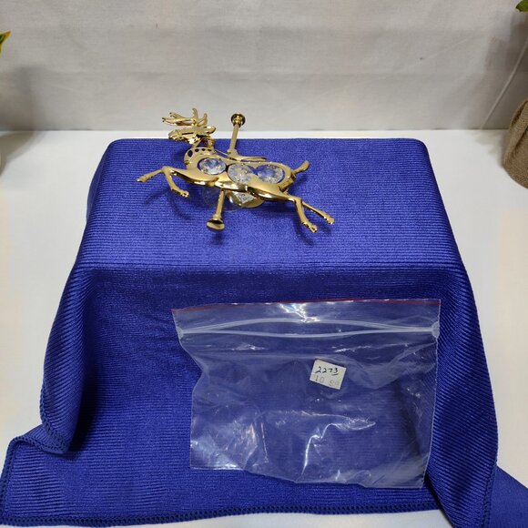 Crystal Delight 24K GP Reindeer Suncatcher Austrian Crystals Window Display 1997 - Picture 9 of 11